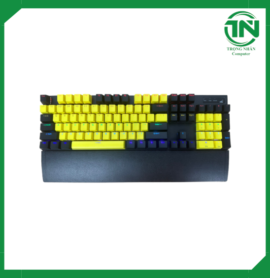 Bàn phím cơ gaming SPARTAN TC3218 Vàng Đen (Blue Switch LED Rainbow)